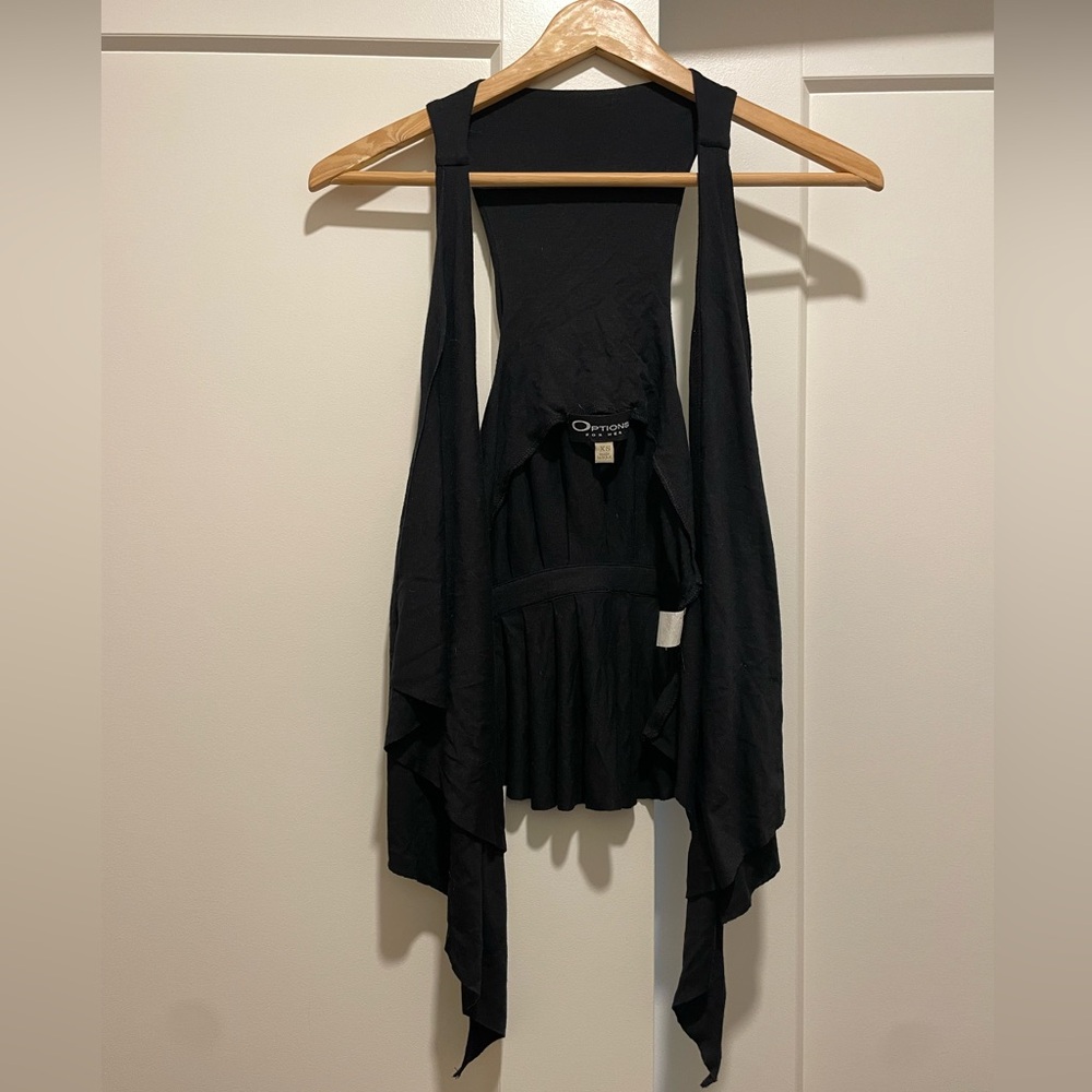 Options for Her Black Sleeveless Drape Vest